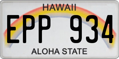 HI license plate EPP934