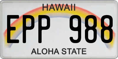 HI license plate EPP988