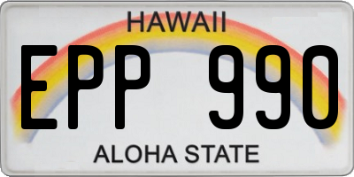 HI license plate EPP990