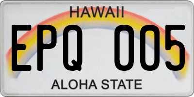 HI license plate EPQ005