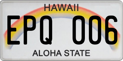 HI license plate EPQ006