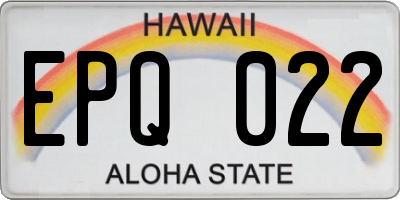 HI license plate EPQ022