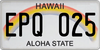 HI license plate EPQ025