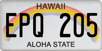 HI license plate EPQ205