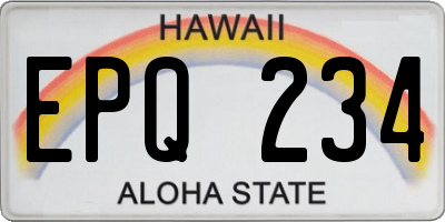 HI license plate EPQ234