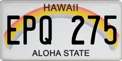 HI license plate EPQ275