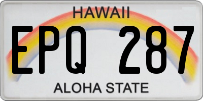 HI license plate EPQ287