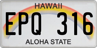 HI license plate EPQ316