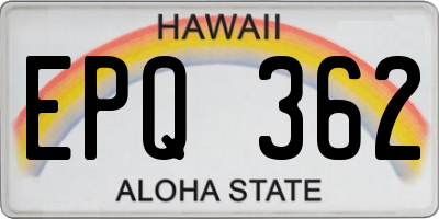 HI license plate EPQ362
