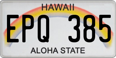 HI license plate EPQ385