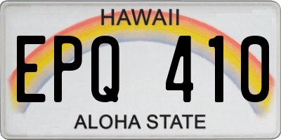 HI license plate EPQ410