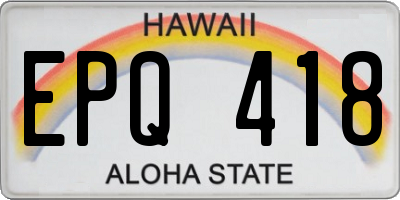 HI license plate EPQ418