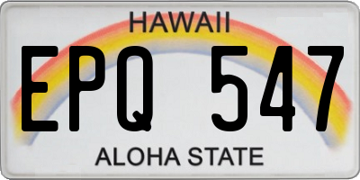 HI license plate EPQ547