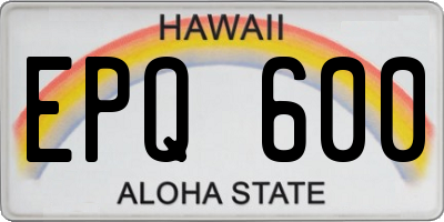 HI license plate EPQ600