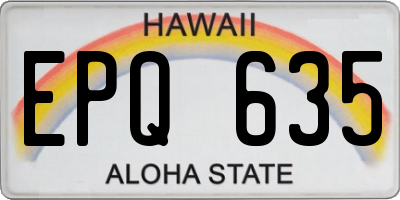 HI license plate EPQ635