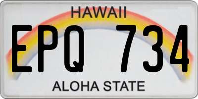 HI license plate EPQ734