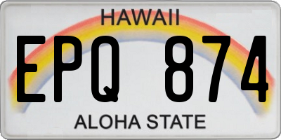 HI license plate EPQ874