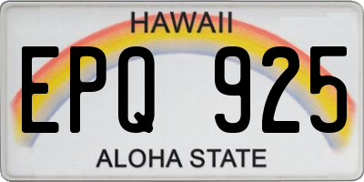 HI license plate EPQ925