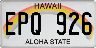 HI license plate EPQ926