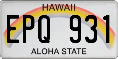HI license plate EPQ931