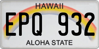 HI license plate EPQ932