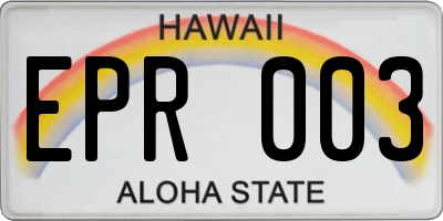 HI license plate EPR003