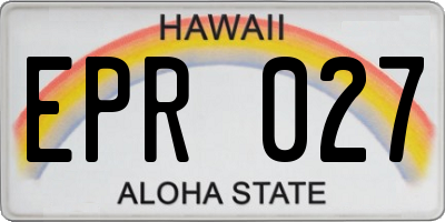 HI license plate EPR027