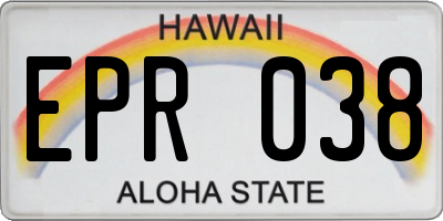 HI license plate EPR038