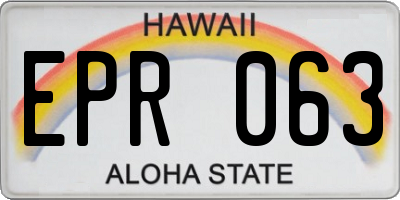 HI license plate EPR063