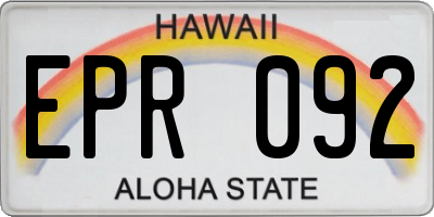 HI license plate EPR092