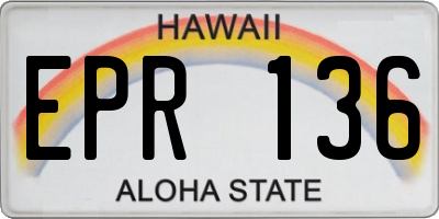HI license plate EPR136