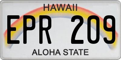 HI license plate EPR209
