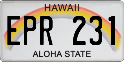 HI license plate EPR231