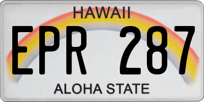 HI license plate EPR287