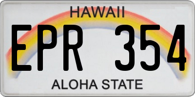 HI license plate EPR354