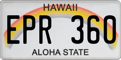 HI license plate EPR360
