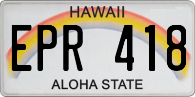 HI license plate EPR418