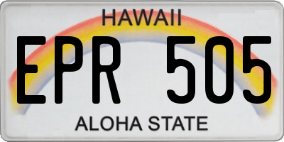 HI license plate EPR505
