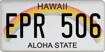 HI license plate EPR506