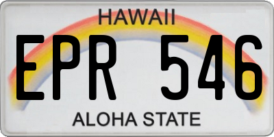 HI license plate EPR546