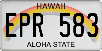 HI license plate EPR583