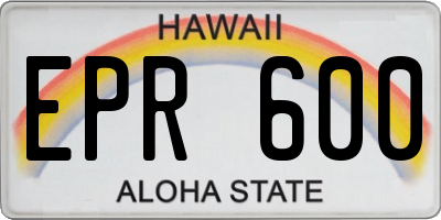 HI license plate EPR600