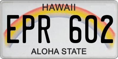 HI license plate EPR602