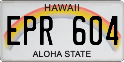 HI license plate EPR604