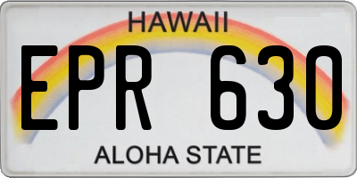 HI license plate EPR630