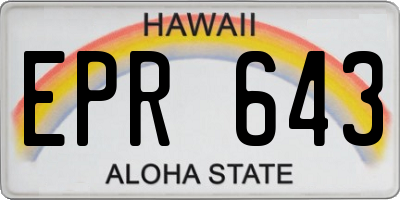 HI license plate EPR643