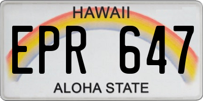 HI license plate EPR647