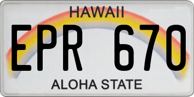 HI license plate EPR670