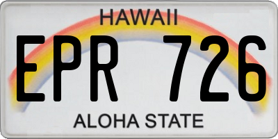 HI license plate EPR726