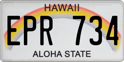 HI license plate EPR734